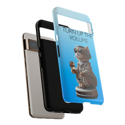 "Keep calm and turn up the volume" Mobile Phone Case (blue)