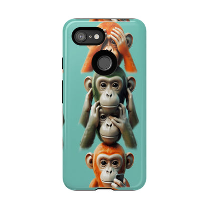 "Evolution - The Fourth Monkey" (striped background)