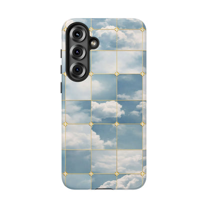 Cloud Tile Tough Phone Case — Blue Sky Grid Protective Cover