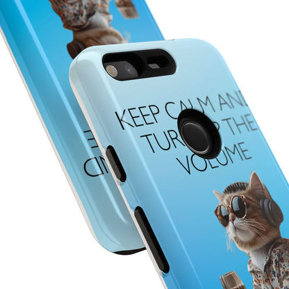 "Keep calm and turn up the volume" Mobile Phone Case (blue)