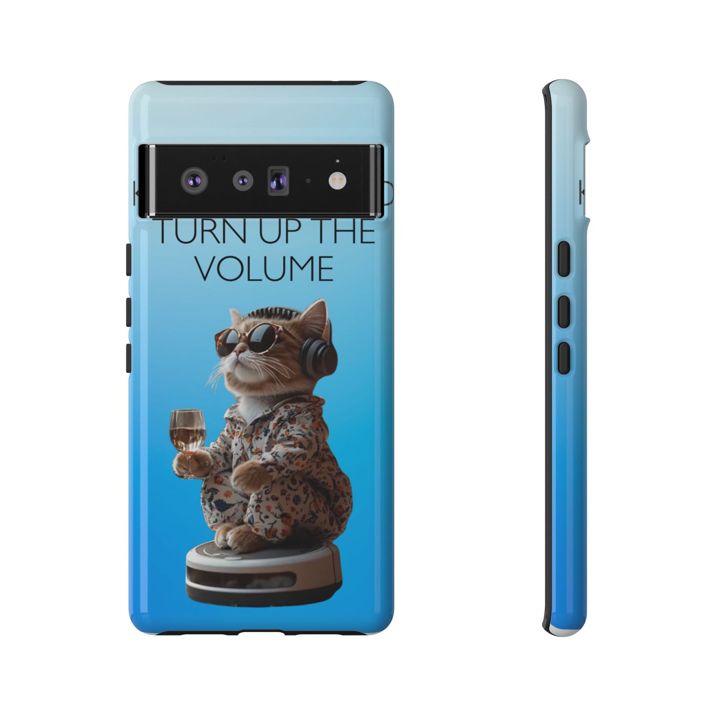 "Keep calm and turn up the volume" Mobile Phone Case (blue)