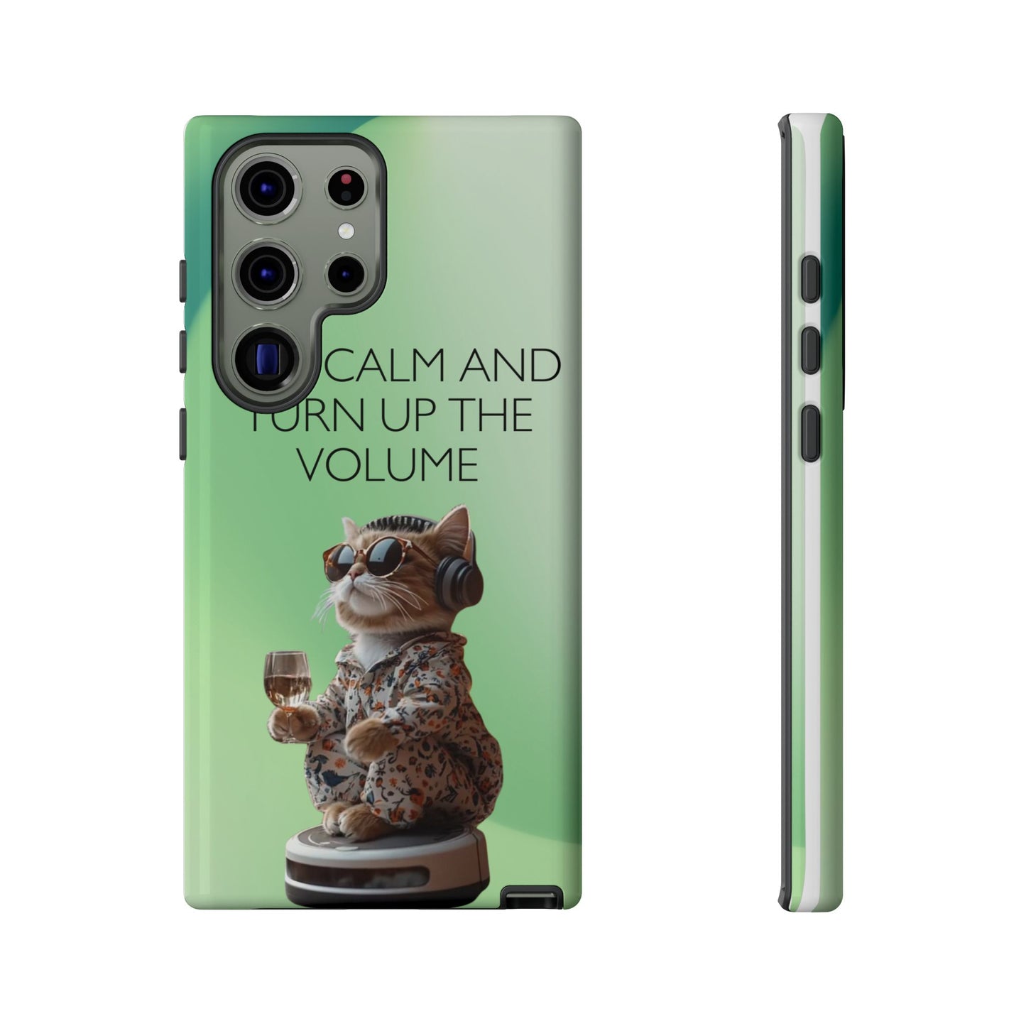 "Keep calm and turn up the volume" Mobile Phone Case (green)