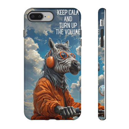 "Keep calm and turn up the volume." Mobile Phone Case