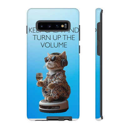 "Keep calm and turn up the volume" Mobile Phone Case (blue)