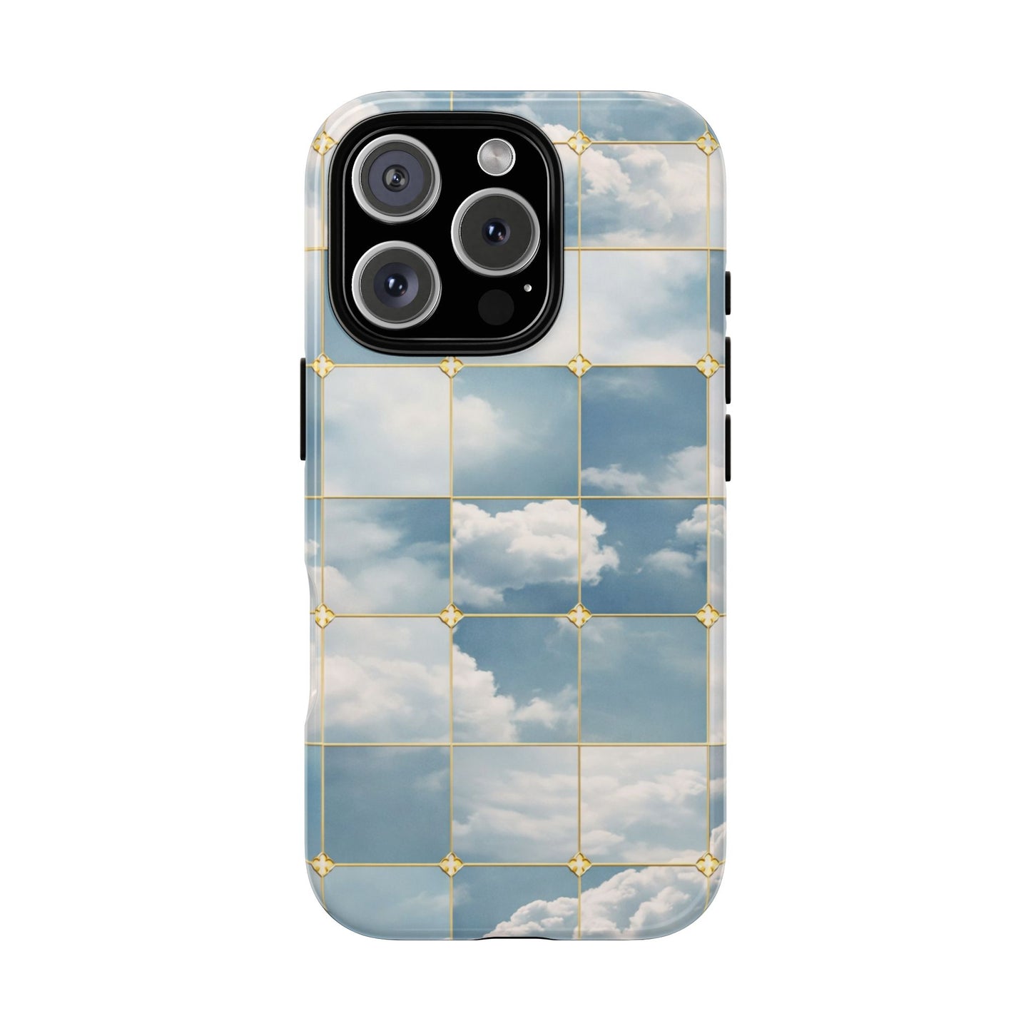 Cloud Tile Tough Phone Case — Blue Sky Grid Protective Cover