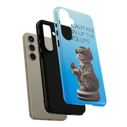 "Keep calm and turn up the volume" Mobile Phone Case (blue)