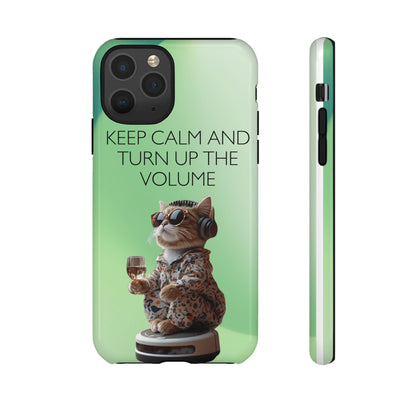 "Keep calm and turn up the volume" Mobile Phone Case (green)