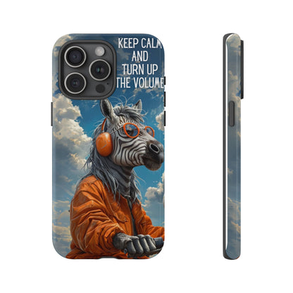 "Keep calm and turn up the volume." Mobile Phone Case