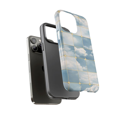 Cloud Tile Tough Phone Case — Blue Sky Grid Protective Cover