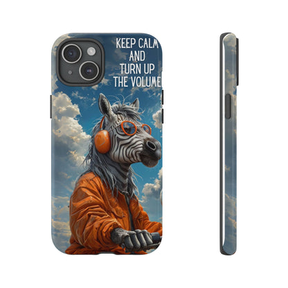 "Keep calm and turn up the volume." Mobile Phone Case