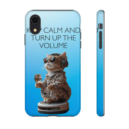 "Keep calm and turn up the volume" Mobile Phone Case (blue)