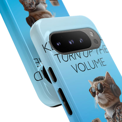 "Keep calm and turn up the volume" Mobile Phone Case (blue)
