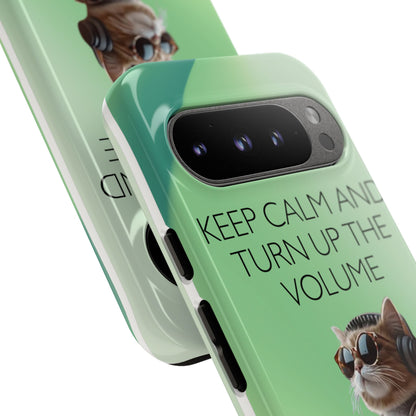 "Keep calm and turn up the volume" Mobile Phone Case (green)