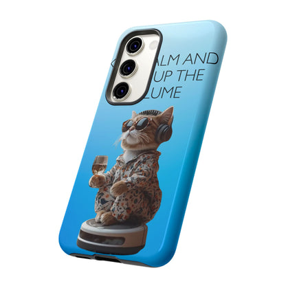 "Keep calm and turn up the volume" Mobile Phone Case (blue)