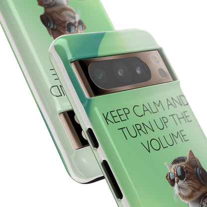 "Keep calm and turn up the volume" Mobile Phone Case (green)