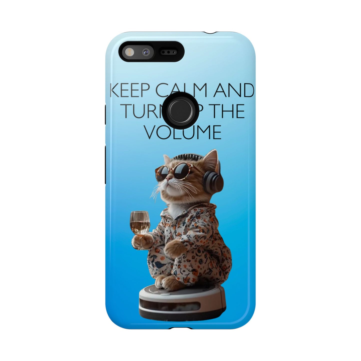 "Keep calm and turn up the volume" Mobile Phone Case (blue)