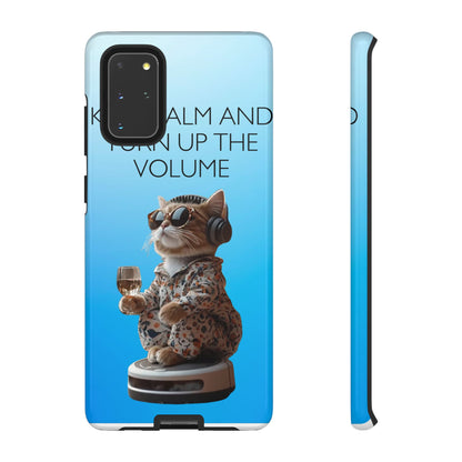 "Keep calm and turn up the volume" Mobile Phone Case (blue)