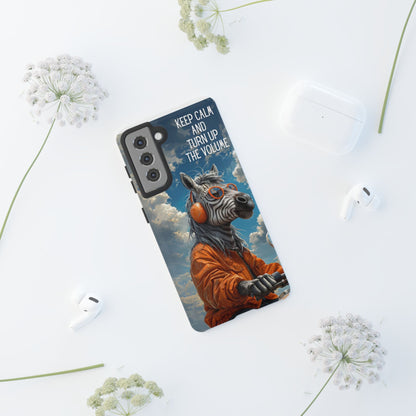 "Keep calm and turn up the volume." Mobile Phone Case