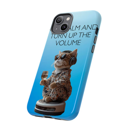 "Keep calm and turn up the volume" Mobile Phone Case (blue)