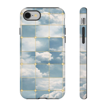 Cloud Tile Tough Phone Case — Blue Sky Grid Protective Cover
