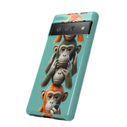 "Evolution - The Fourth Monkey" (striped background)