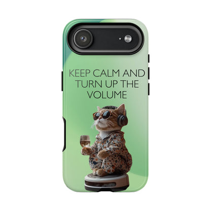 "Keep calm and turn up the volume" Mobile Phone Case (green)