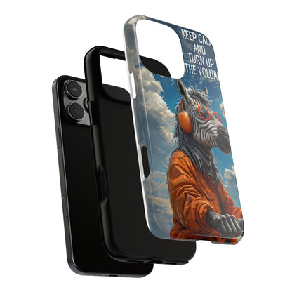 "Keep calm and turn up the volume." Mobile Phone Case