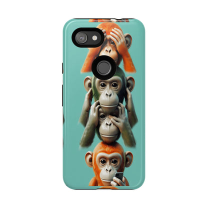 "Evolution - The Fourth Monkey" (striped background)