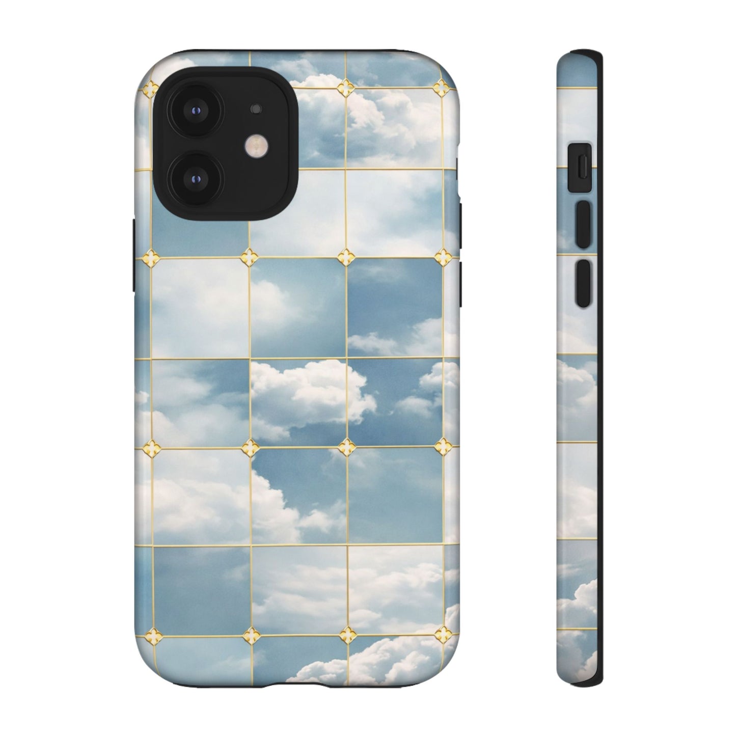 Cloud Tile Tough Phone Case — Blue Sky Grid Protective Cover