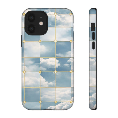 Cloud Tile Tough Phone Case — Blue Sky Grid Protective Cover