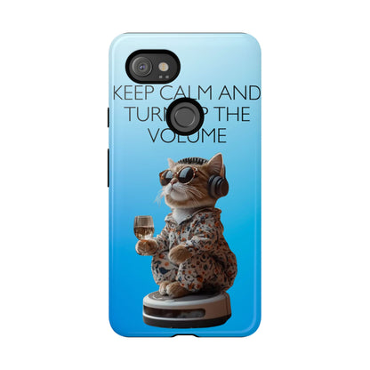 "Keep calm and turn up the volume" Mobile Phone Case (blue)
