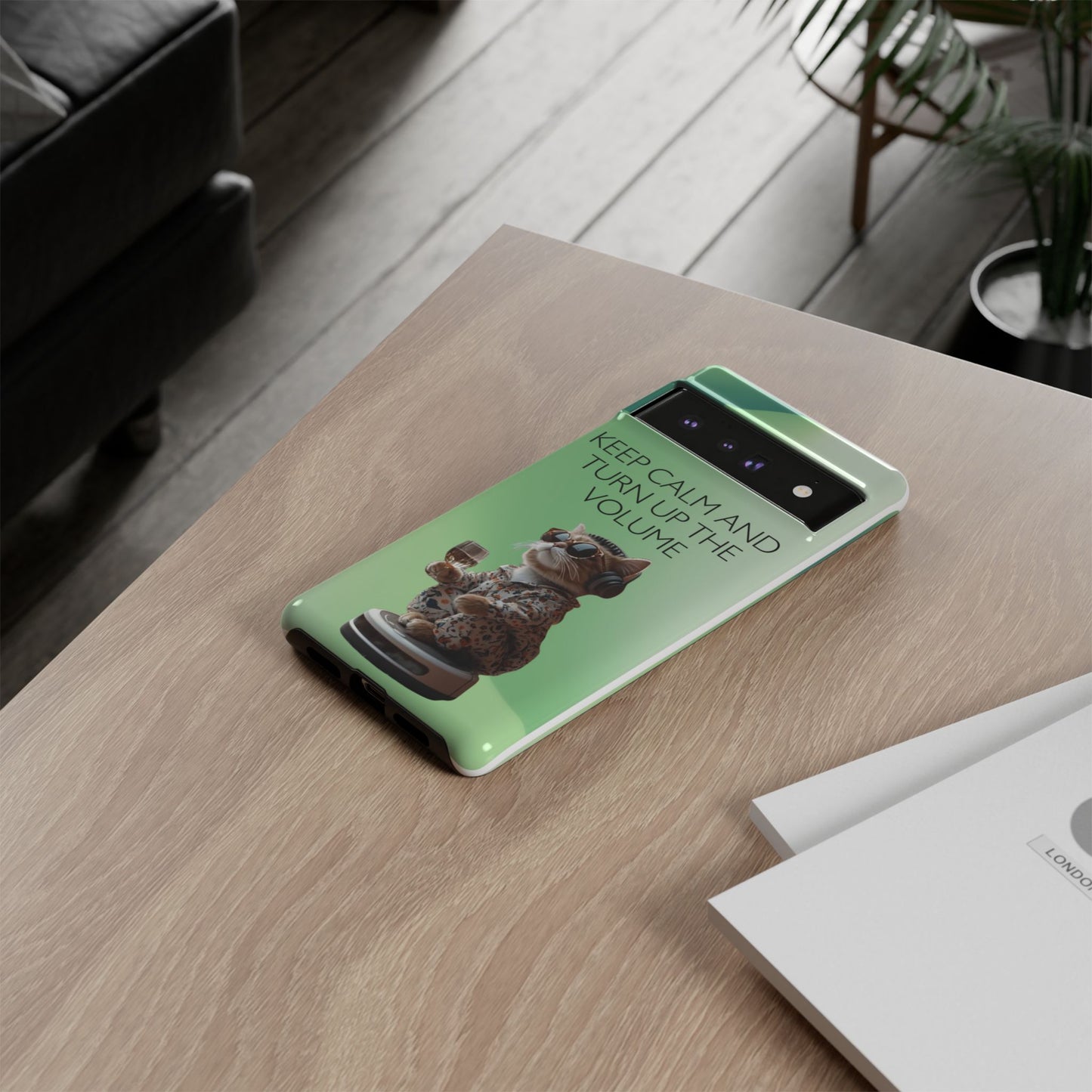 "Keep calm and turn up the volume" Mobile Phone Case (green)