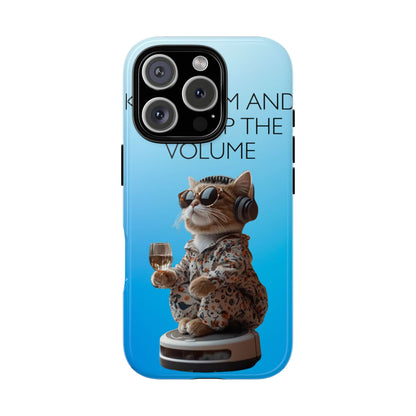 "Keep calm and turn up the volume" Mobile Phone Case (blue)