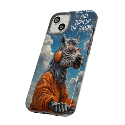 "Keep calm and turn up the volume." Mobile Phone Case