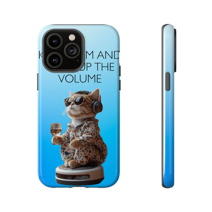 "Keep calm and turn up the volume" Mobile Phone Case (blue)