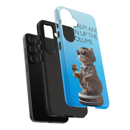 "Keep calm and turn up the volume" Mobile Phone Case (blue)