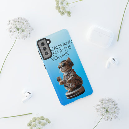 "Keep calm and turn up the volume" Mobile Phone Case (blue)