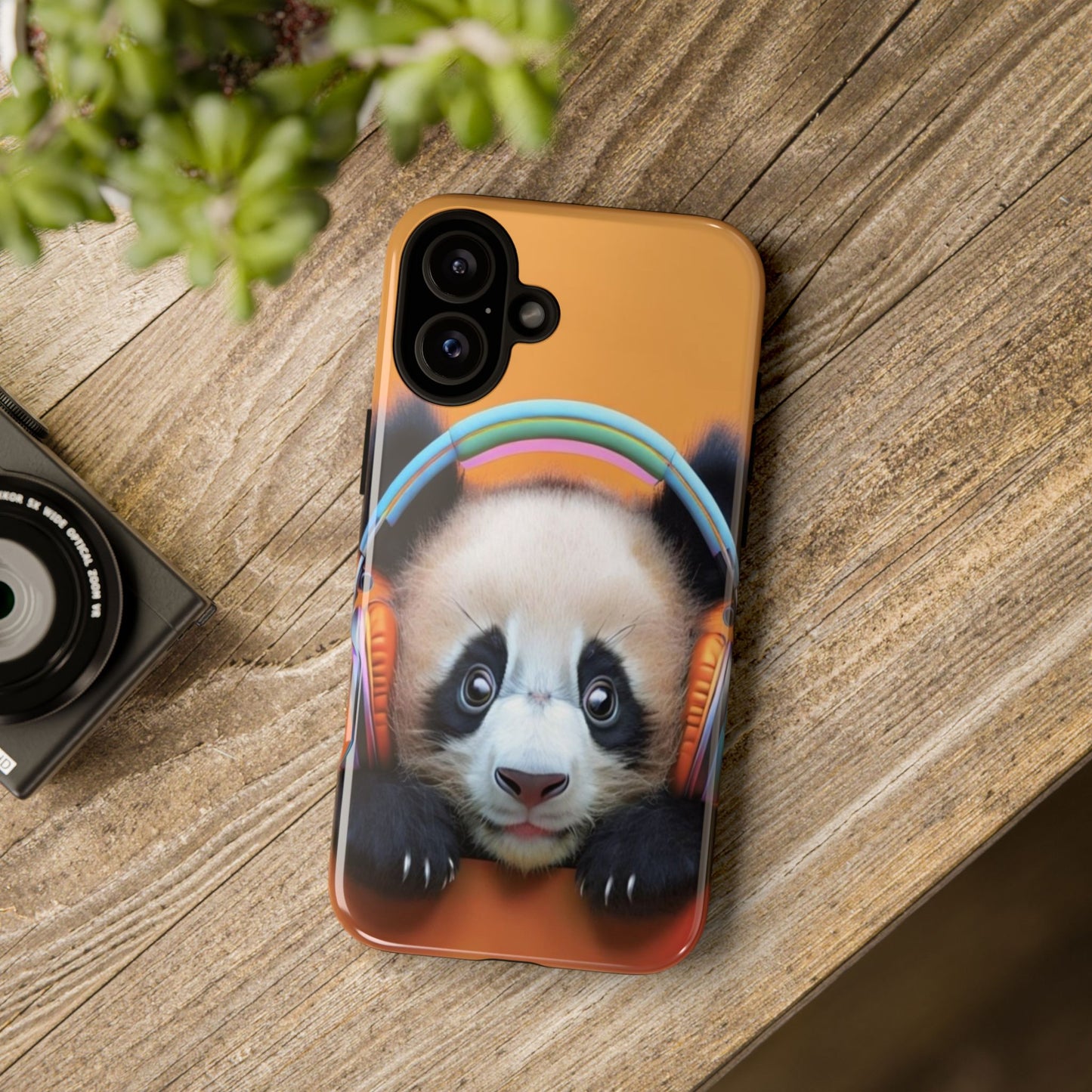"Baby Panda wearing Headphones" Mobile Phone Case