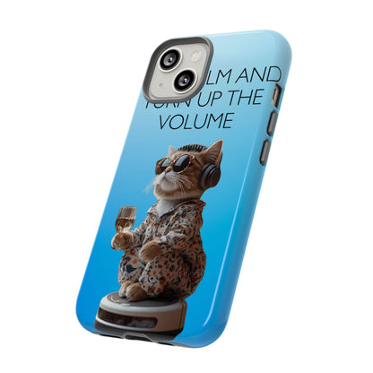"Keep calm and turn up the volume" Mobile Phone Case (blue)