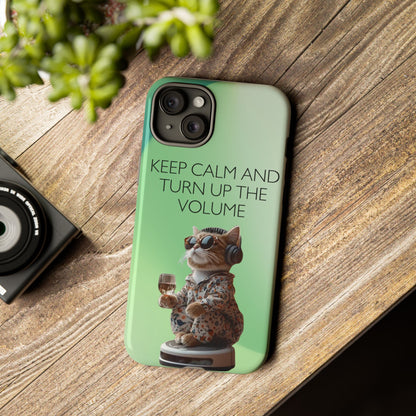 "Keep calm and turn up the volume" Mobile Phone Case (green)