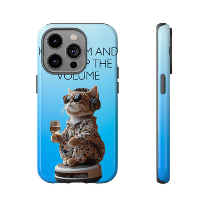 "Keep calm and turn up the volume" Mobile Phone Case (blue)