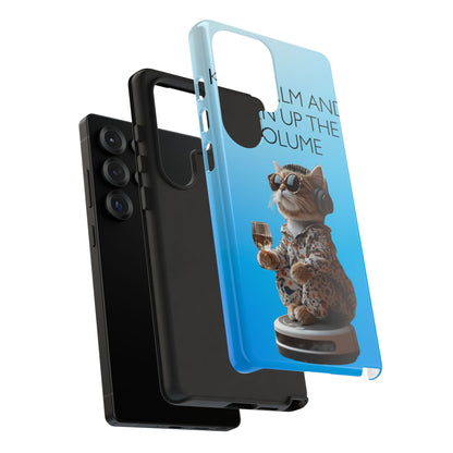 "Keep calm and turn up the volume" Mobile Phone Case (blue)