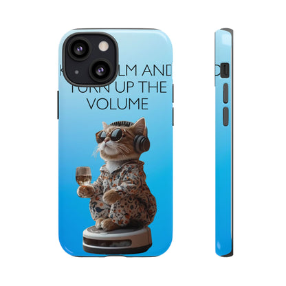 "Keep calm and turn up the volume" Mobile Phone Case (blue)