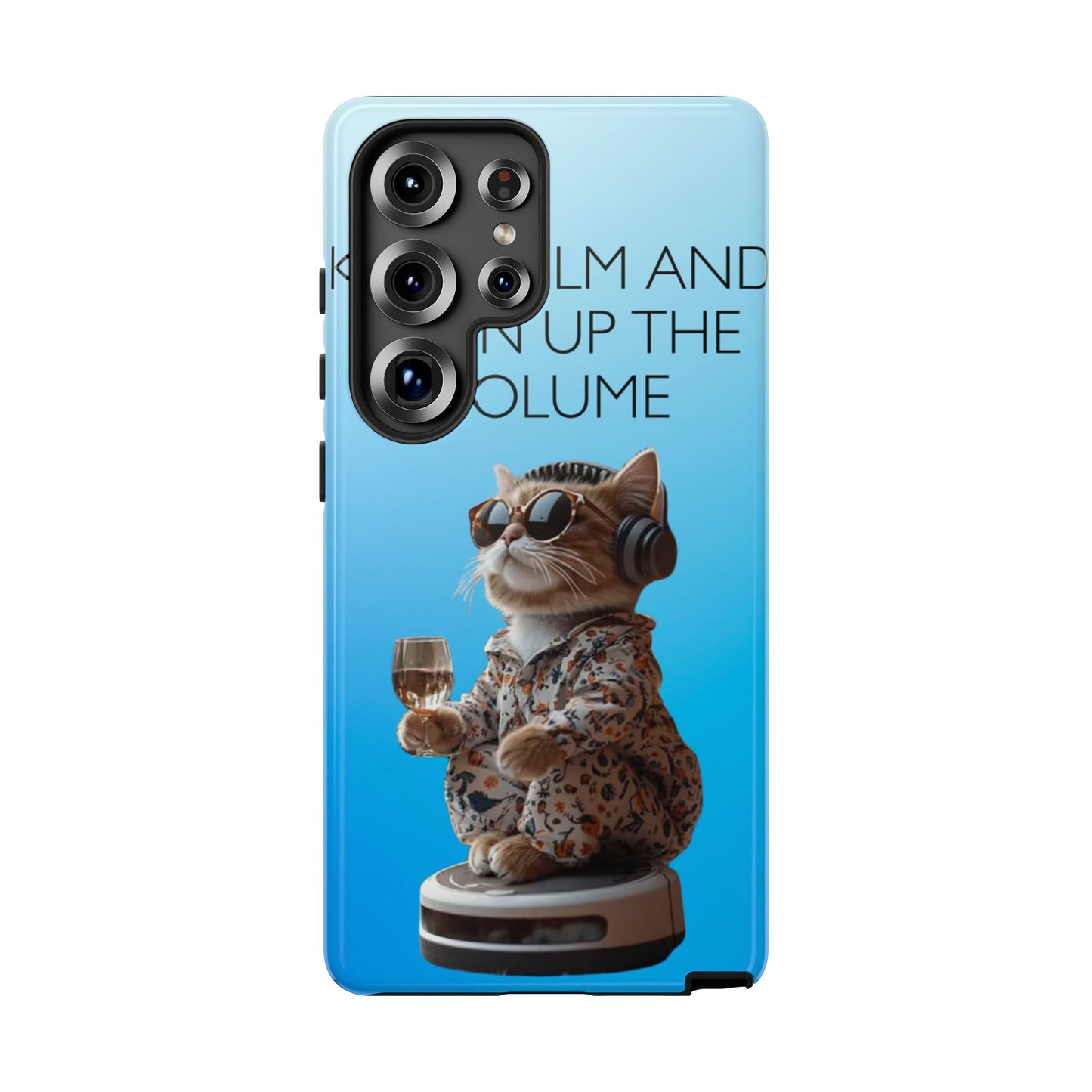 "Keep calm and turn up the volume" Mobile Phone Case (blue)