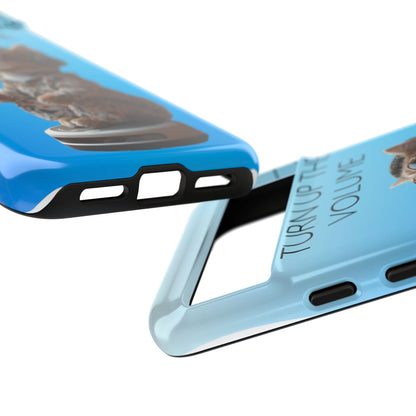 "Keep calm and turn up the volume" Mobile Phone Case (blue)