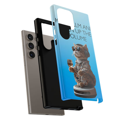 "Keep calm and turn up the volume" Mobile Phone Case (blue)