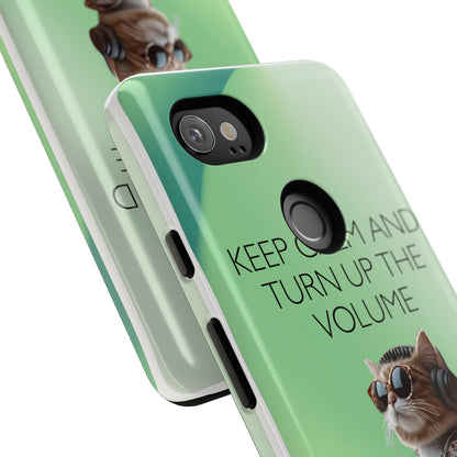 "Keep calm and turn up the volume" Mobile Phone Case (green)