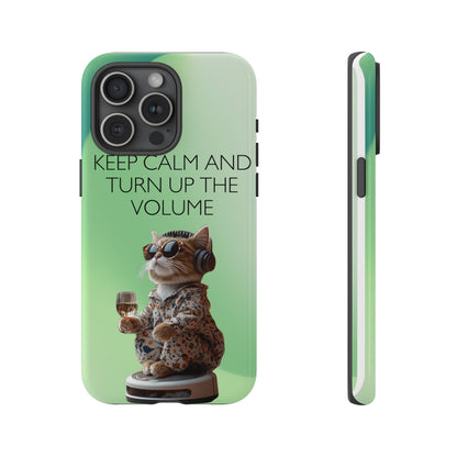 "Keep calm and turn up the volume" Mobile Phone Case (green)