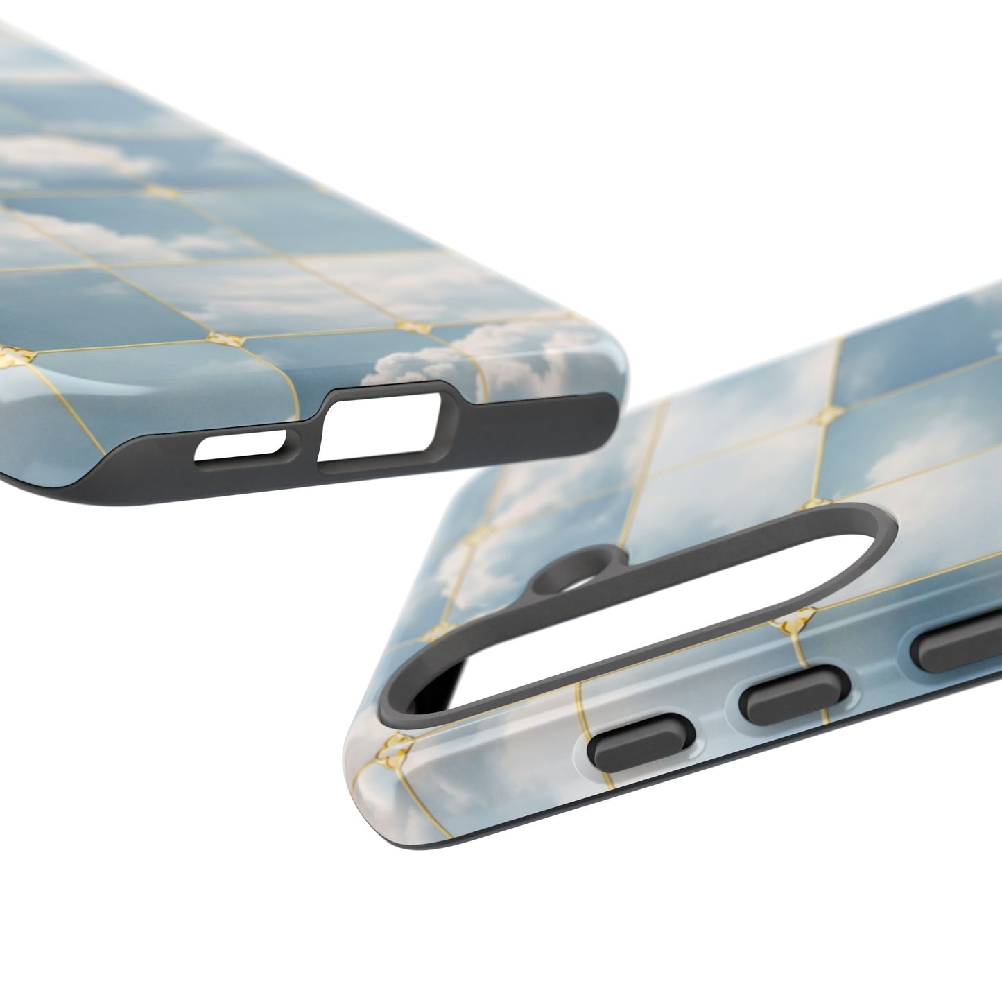 Cloud Tile Tough Phone Case — Blue Sky Grid Protective Cover