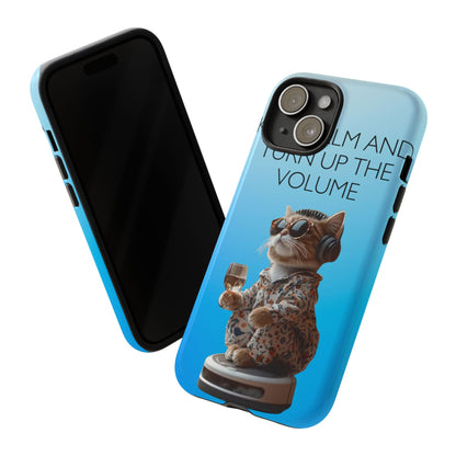 "Keep calm and turn up the volume" Mobile Phone Case (blue)